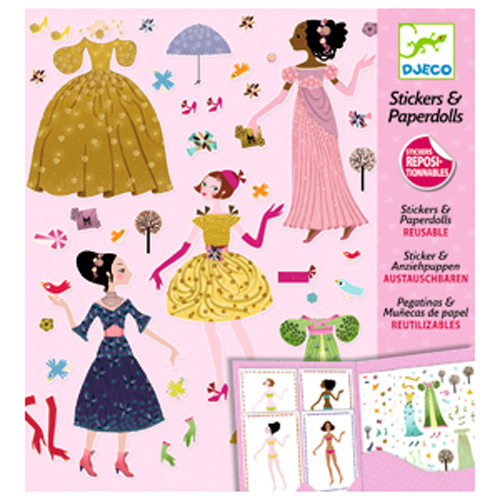 djeco Dresses Through the Seasons Dress-Up Doll reusable Sticker set (ages 5-8)