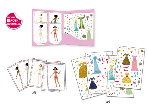 djeco Dresses Through the Seasons Dress-Up Doll reusable Sticker set (ages 5-8)