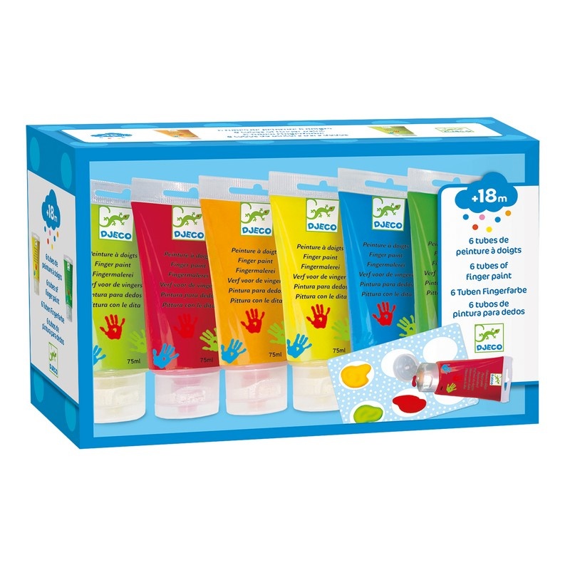 djeco 6 tubes of finger paint - CLASSIC (18m+)