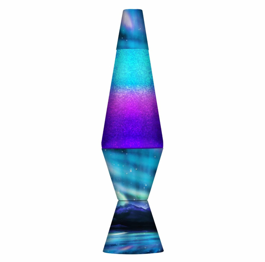 Schylling Lava Lamp 14.5-Inch Northern Lights with Silver Glitter