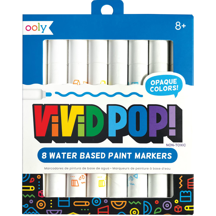 OOLY ooly Vivid Pop! Opaque Colors -- 8 Water Based Paint Markers (8+)