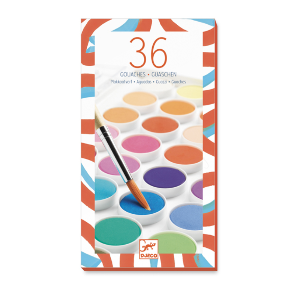 djeco 36 Colour Gouache Paint Set (6+)