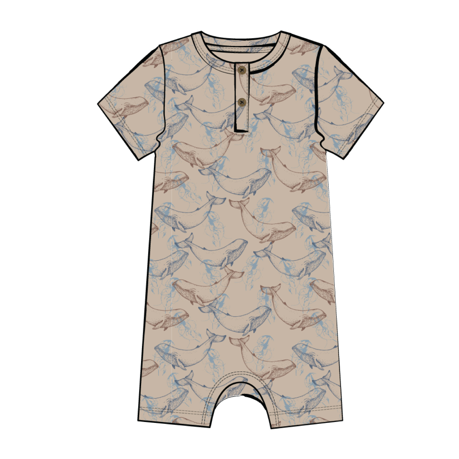 En Fant T-shirt romper with wooden buttons - FINAL SALE