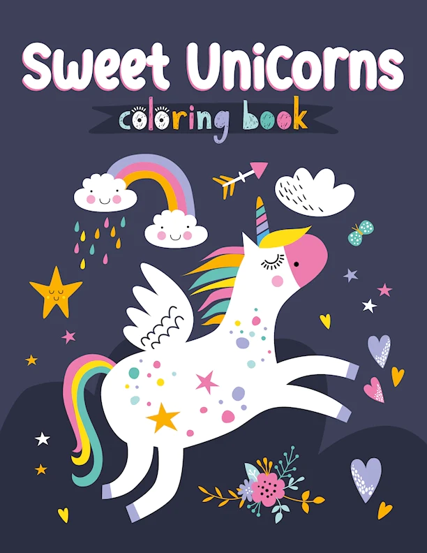 Happy Fox Books Sweet Unicorns Coloring Book (ages 3-6)