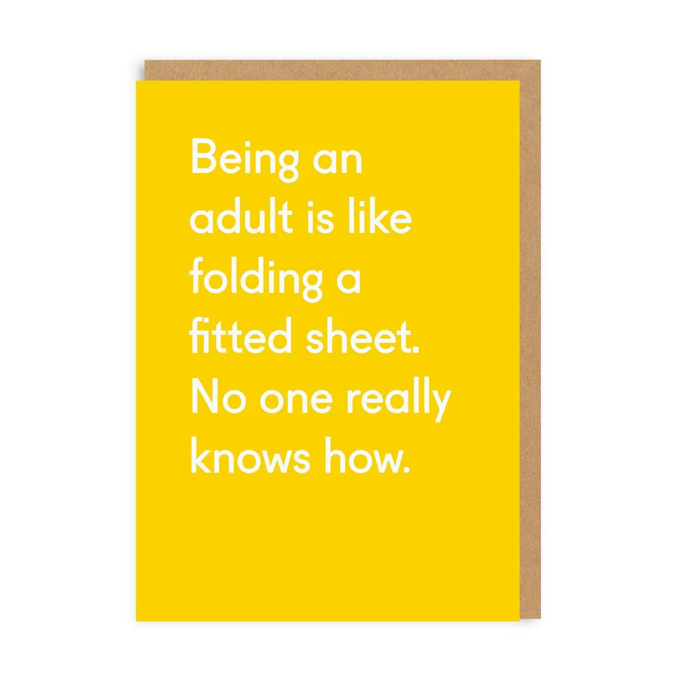 Party Mountain Paper Co. Being an adult is like folding a fitted sheet.