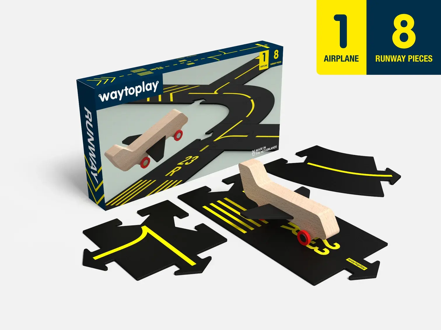 waytoplay Runway -1 Airplane 8 runway pieces (ages 3+)