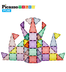Picasso Tiles Pastel Glitter Magnetic Building Tiles Set - 48 pcs (3+)