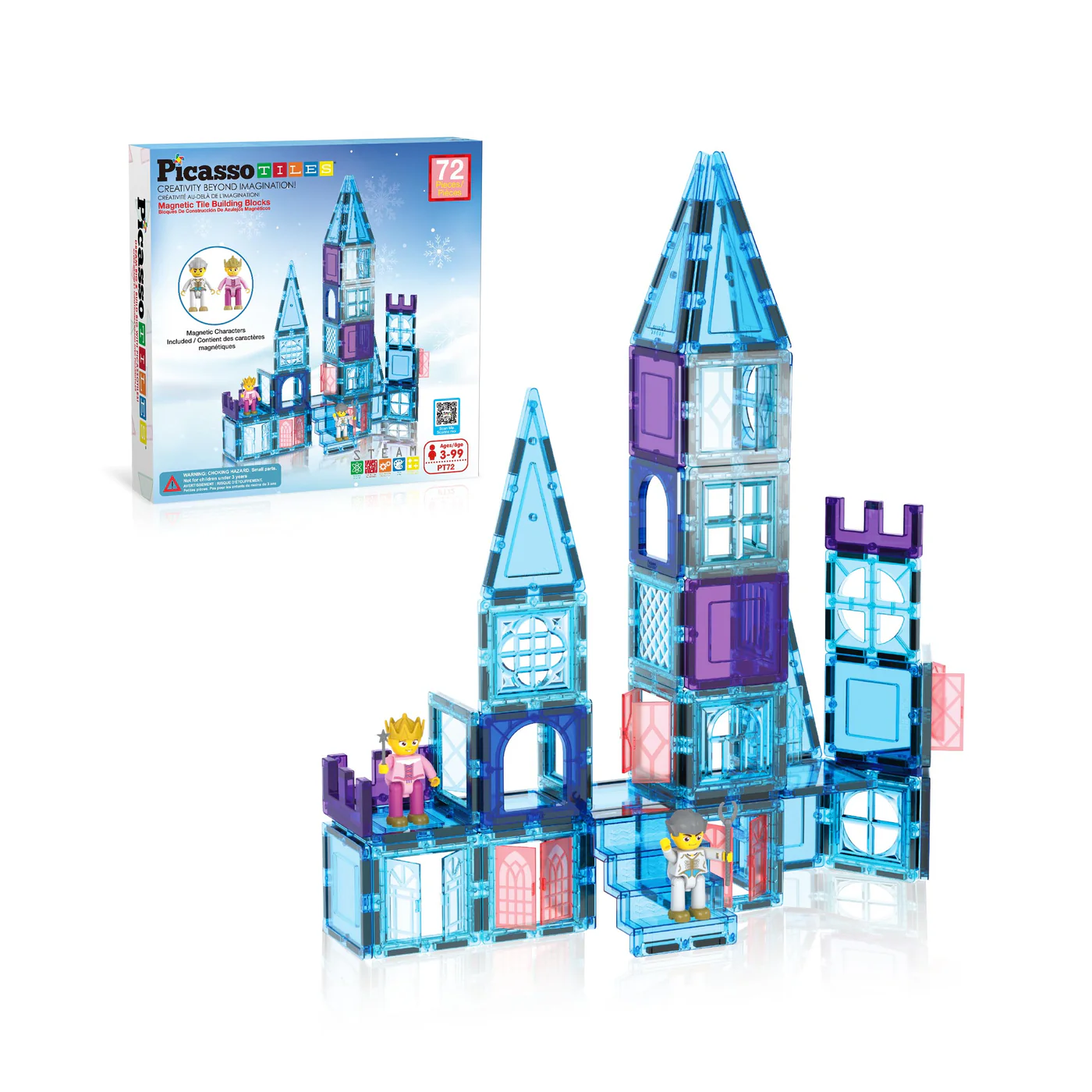Picasso Tiles Ice Castle Magnetic Tiles Set - 72 pcs (3+)