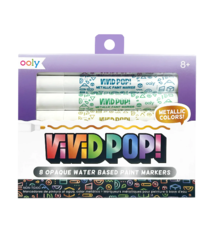 OOLY ooly Vivid Pop! Metallic Colors -- 8 Water Based Paint Markers (8+)