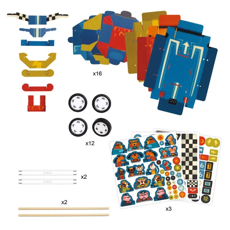 djeco DIY Grand Prix Racing cards - set of 3 (5+)