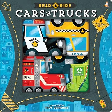 Chronicle Books Read&Ride Cars and Trucks  --4 mini boardbooks in 1 (2-4yrs)