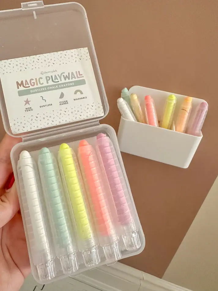 Cherrypick Cherrypick Dustless Neon Chalk Crayons and Magnetic Holder (5 crayons) (3+yrs)