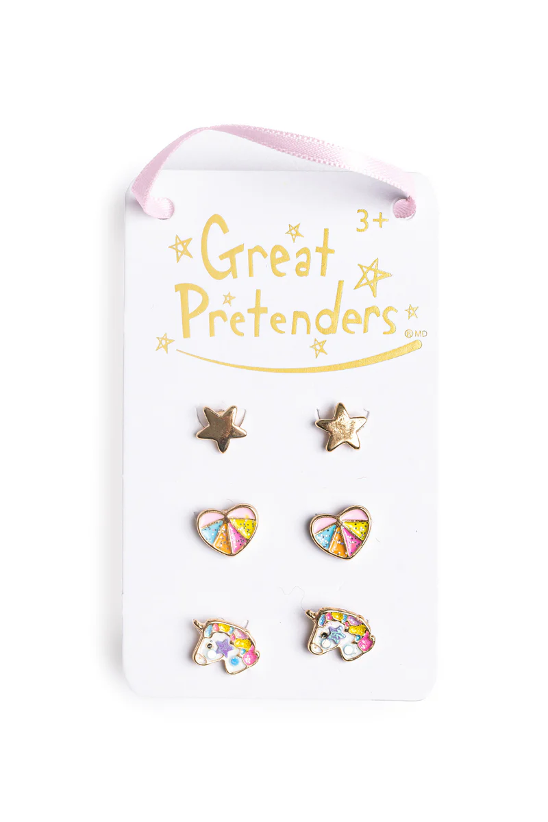 Great Pretenders Boutique Cheerful Studded Earrings (3 pairs)
