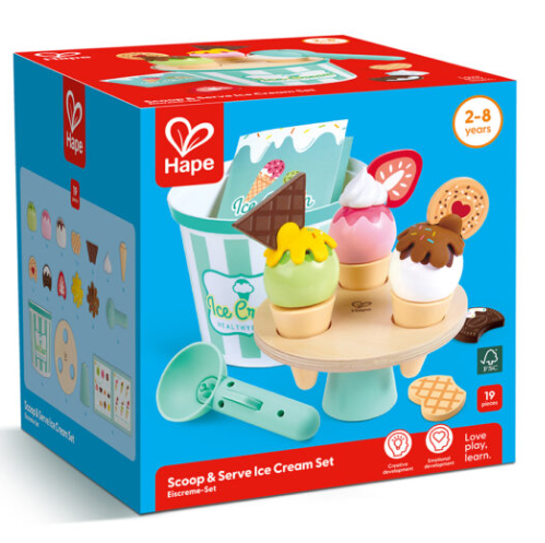 Hape Scoop & Serve Ice Cream Set  (19 pcs) ages 2-8