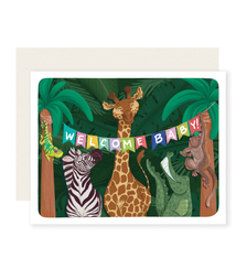 Slightly Stationary Welcome Baby (banner in jungle)