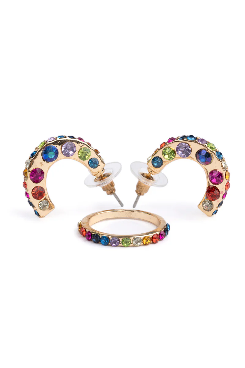 Great Pretenders Boutique Chic Rockin' Rhinestone earring + ring set (3+)