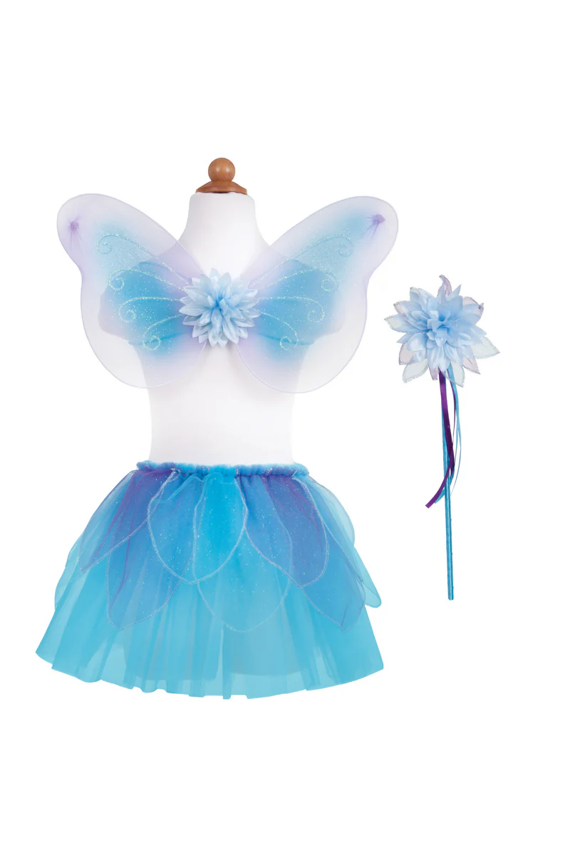 Great Pretenders Fancy Flutter Skirt, Wings & Wand (blue) size 4-6