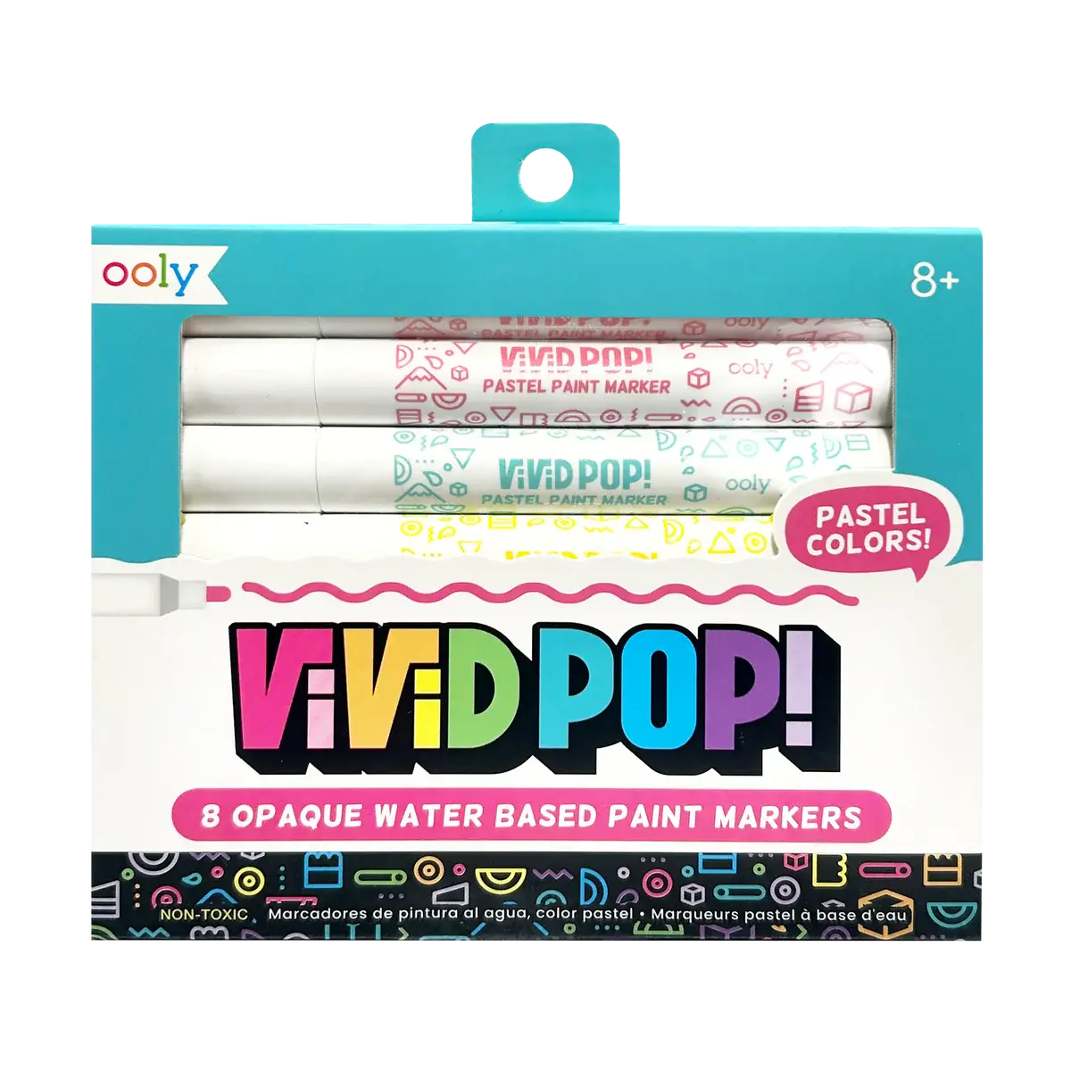 OOLY ooly Vivid Pop! Pastel Colors -- 8 Water Based Paint Markers (8+)
