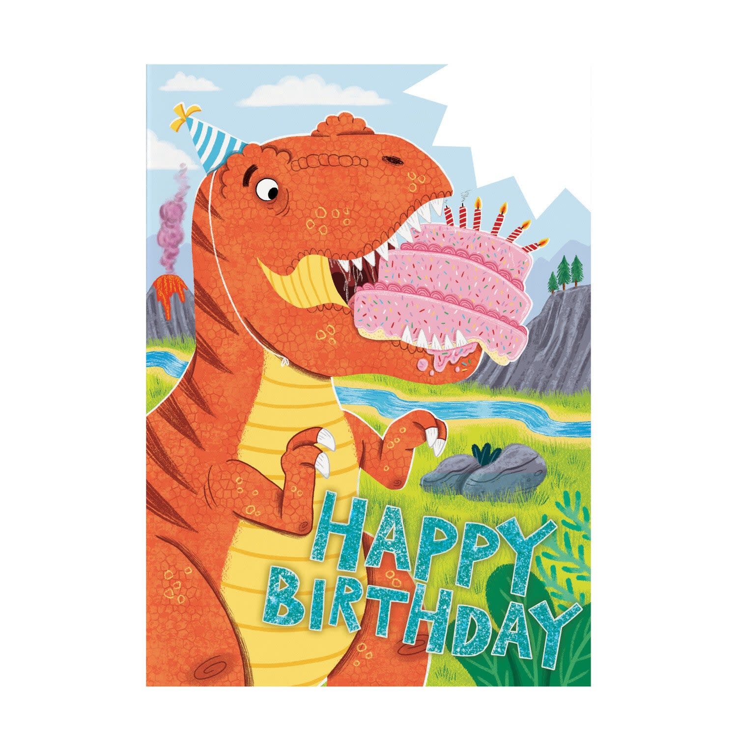 Peaceable Kingdom Happy Birthday (dinosaur eating cake)