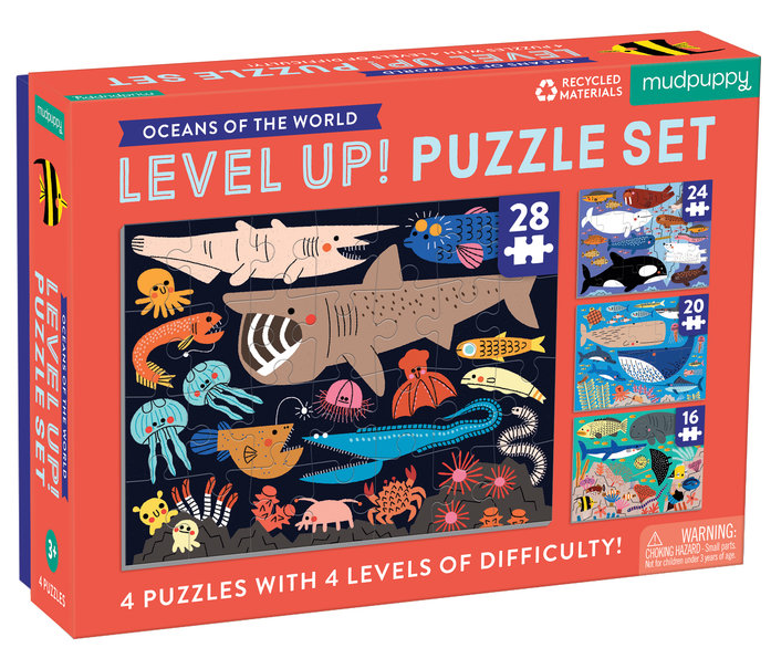 Mudpuppy Level Up! Puzzle Set: Oceans of the World (3+)