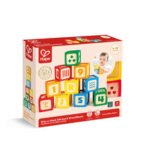 Hape Grip-n-Stack Silicone & Wood Blocks (10pcs) 6-24months
