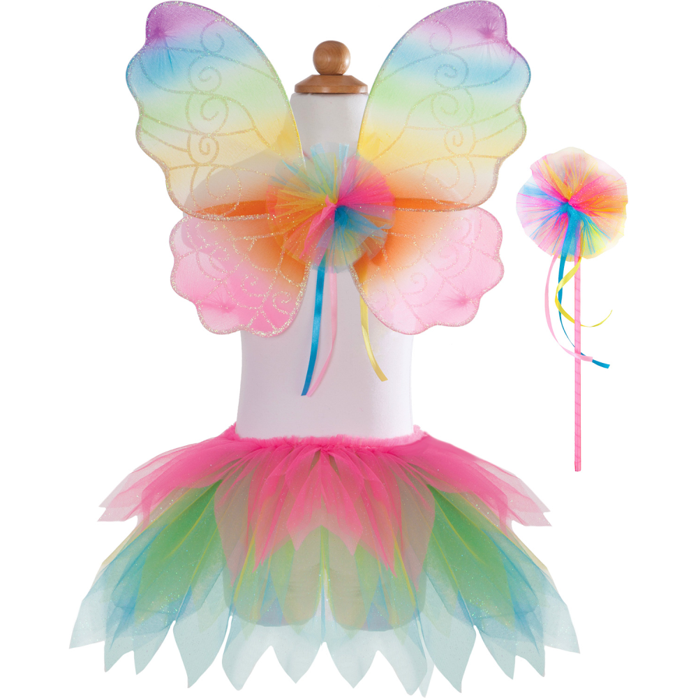 Great Pretenders Neon Rainbow Tutu with Wings & Wand (size 4-6)