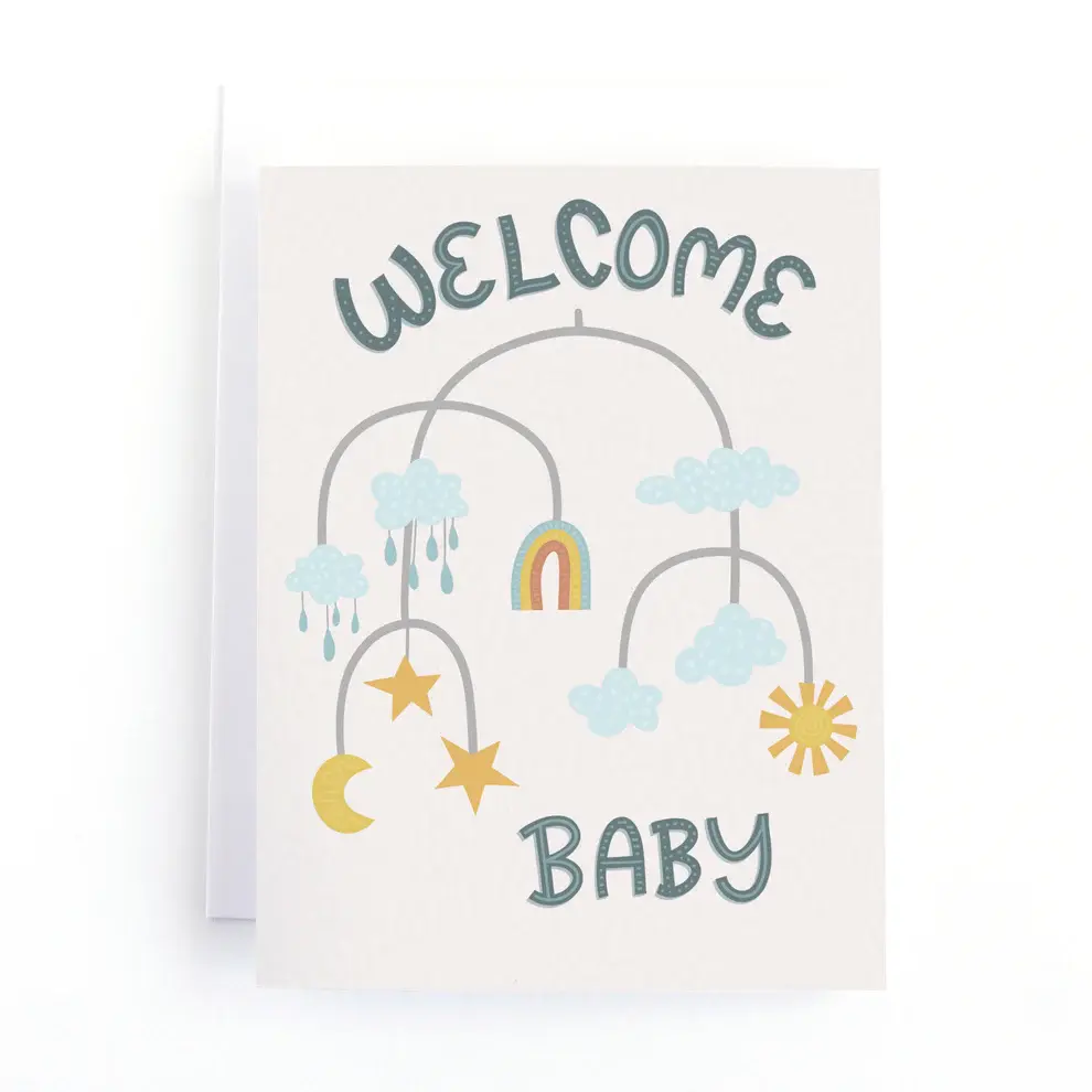 Pedaller Designs Welcome Baby (mobile of clouds sun stars moon rainbow)