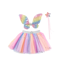 Great Pretenders Rainbow Sequins Skirt with Wings and Wand (size 4-6)