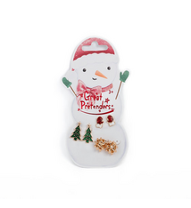 Great Pretenders Snowman Earring set (3 pairs) - pierced or clip-on