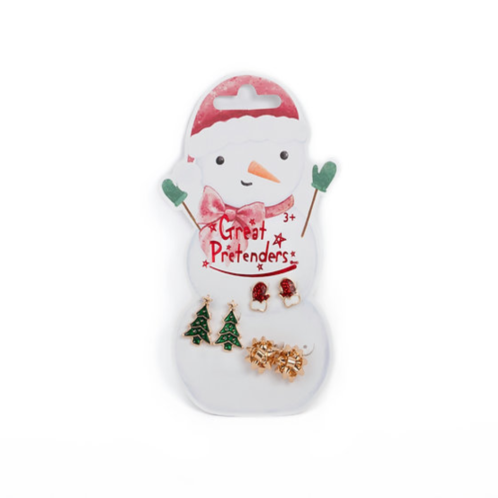 Great Pretenders Snowman Earring set (3 pairs) - pierced or clip-on