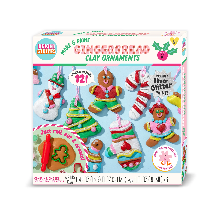 Bright Stripes Gingerbread Make & Paint Clay Ornaments (6+)
