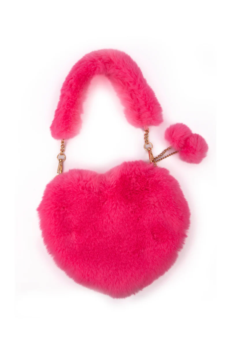 Great Pretenders Pinky Promise Fuschia Furry Purse