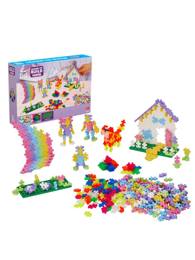 Plus Plus Learn to Build Pastel - 600 pieces  + 2 base plates (5+)