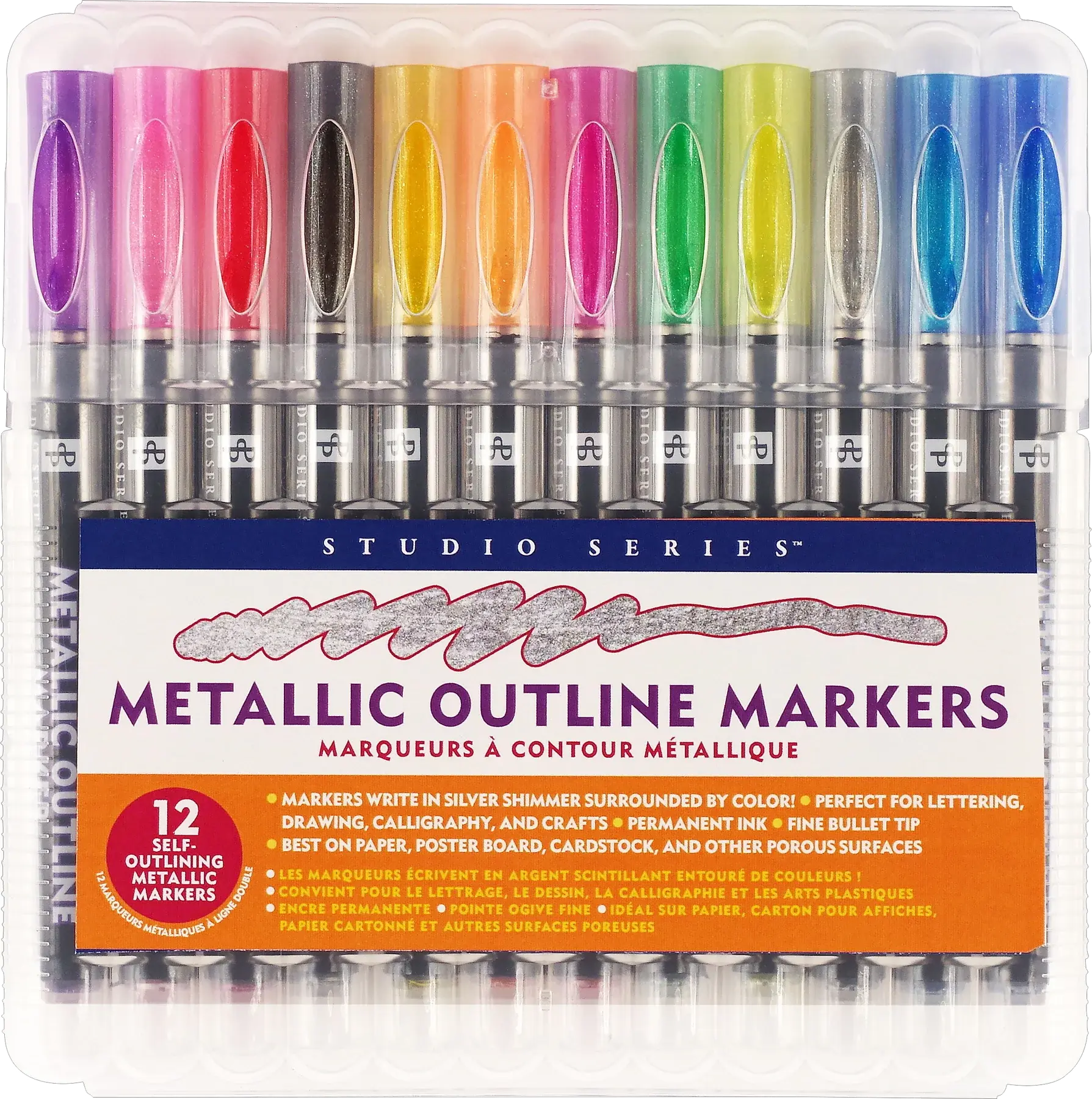 Peter Pauper Press Metallic Outline Markers (12 pack)/permanent ink) 8+