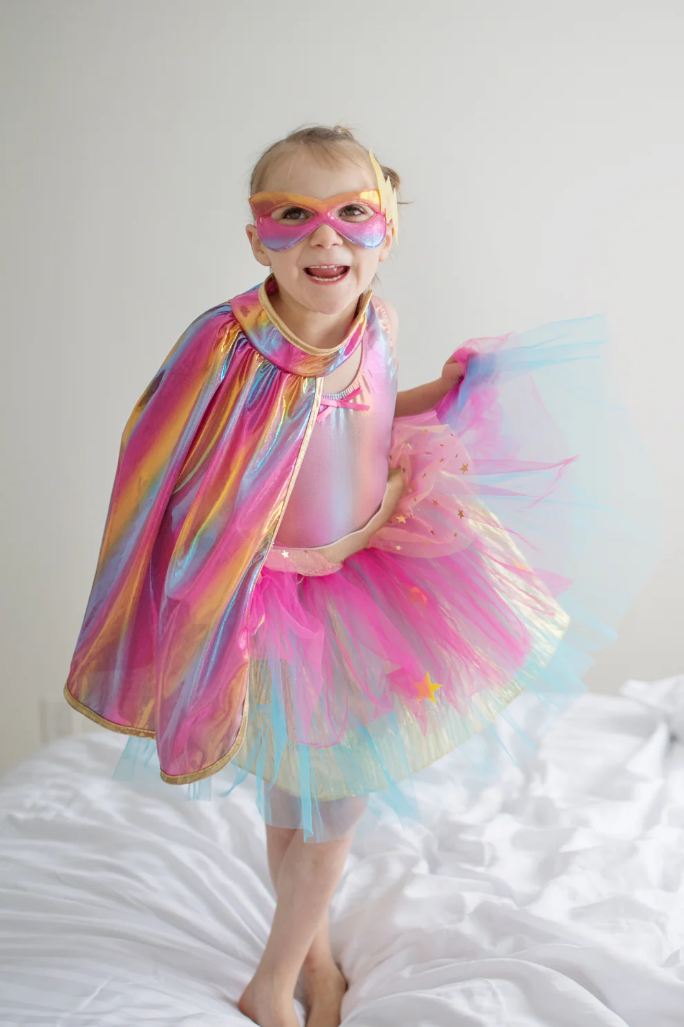 Great Pretenders Super-duper Tutu/Cape/Mask, Pink & Gold (size 4-6)