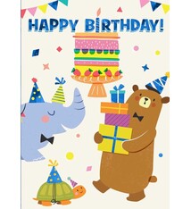 Playhouse Happy Birthday Bear Rhino Turtle card