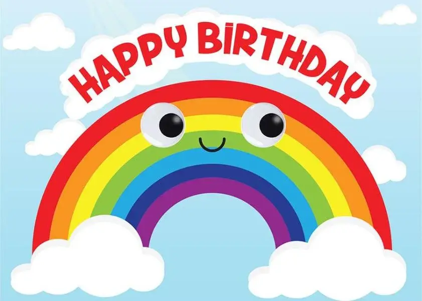 Playhouse Happy Birthday Googly Eye Rainbow card