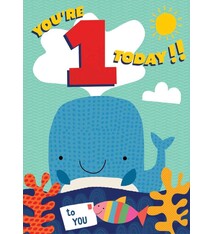 Playhouse You're 1 Today!! Whale card