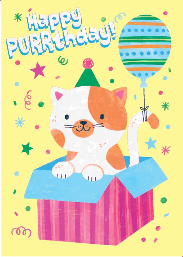 Playhouse Happy Purrthday foil greeting card