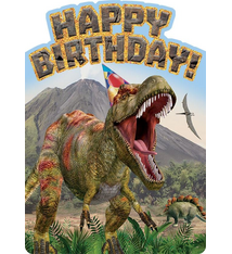 Playhouse Happy Birthday dino-riffic kid foil greeting card