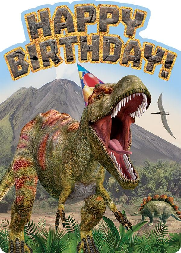 Playhouse Happy Birthday dino-riffic kid foil greeting card