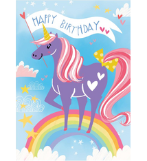 Playhouse Unicorn flocked greeting card