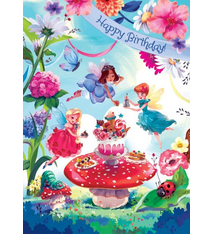 Playhouse Fairy Garden Party glitter greeting card
