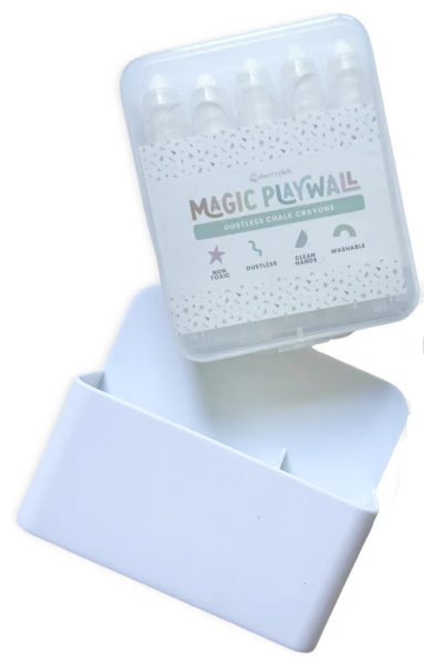 Cherrypick Cherrypick Dustless White Chalk Crayons and Magnetic Holder (5 crayons) (3+yrs)