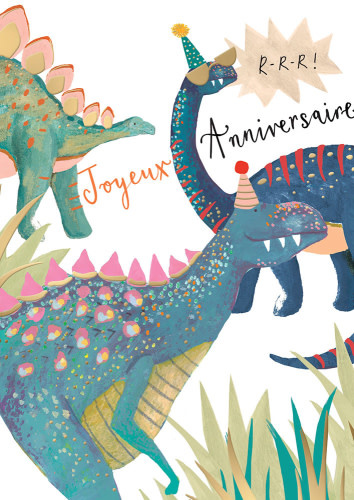 Louise Tiler Designs Joyeux Anniversaire (dino saying rrr)