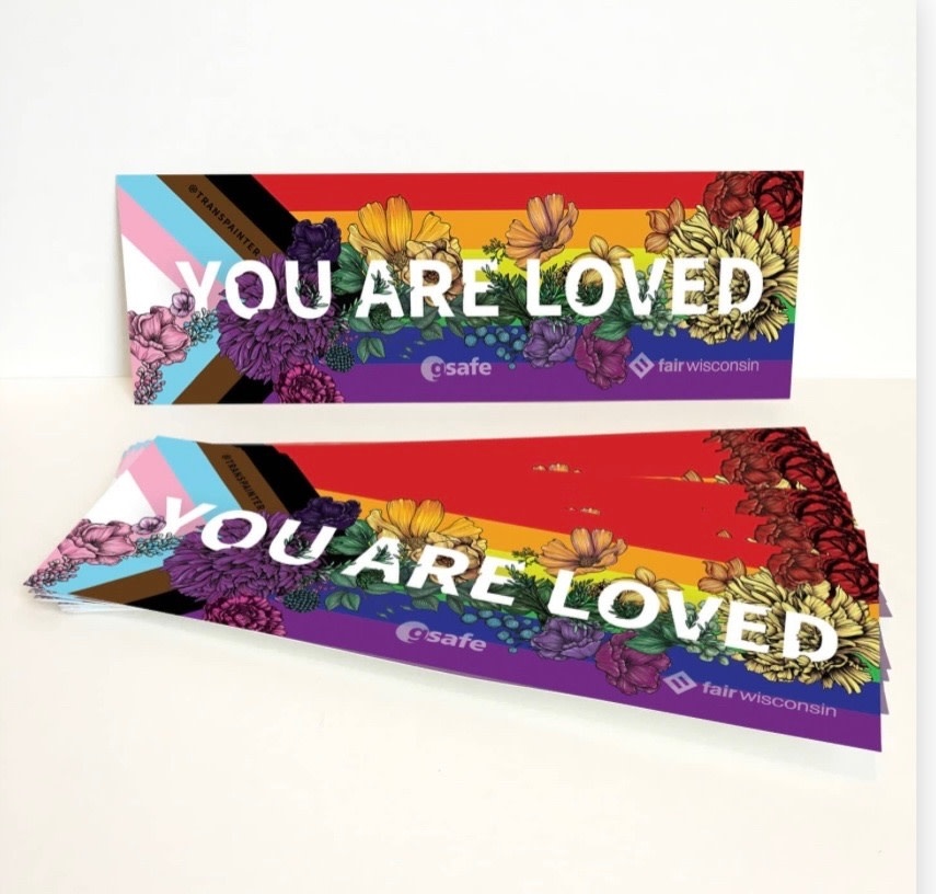 Transpainter You Are Loved Rainbow Bumper Sticker