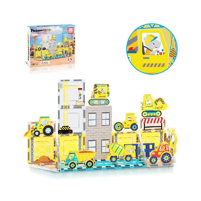 Picasso Tiles Construction Magnetic Tiles Set 26 pcs (3+)