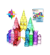 Picasso Tiles Magnetic Tiles Building Set with Car Base - 61 pcs (3+)