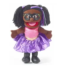 Silly Puppets Superhero Girl (dark brown skin) 14"