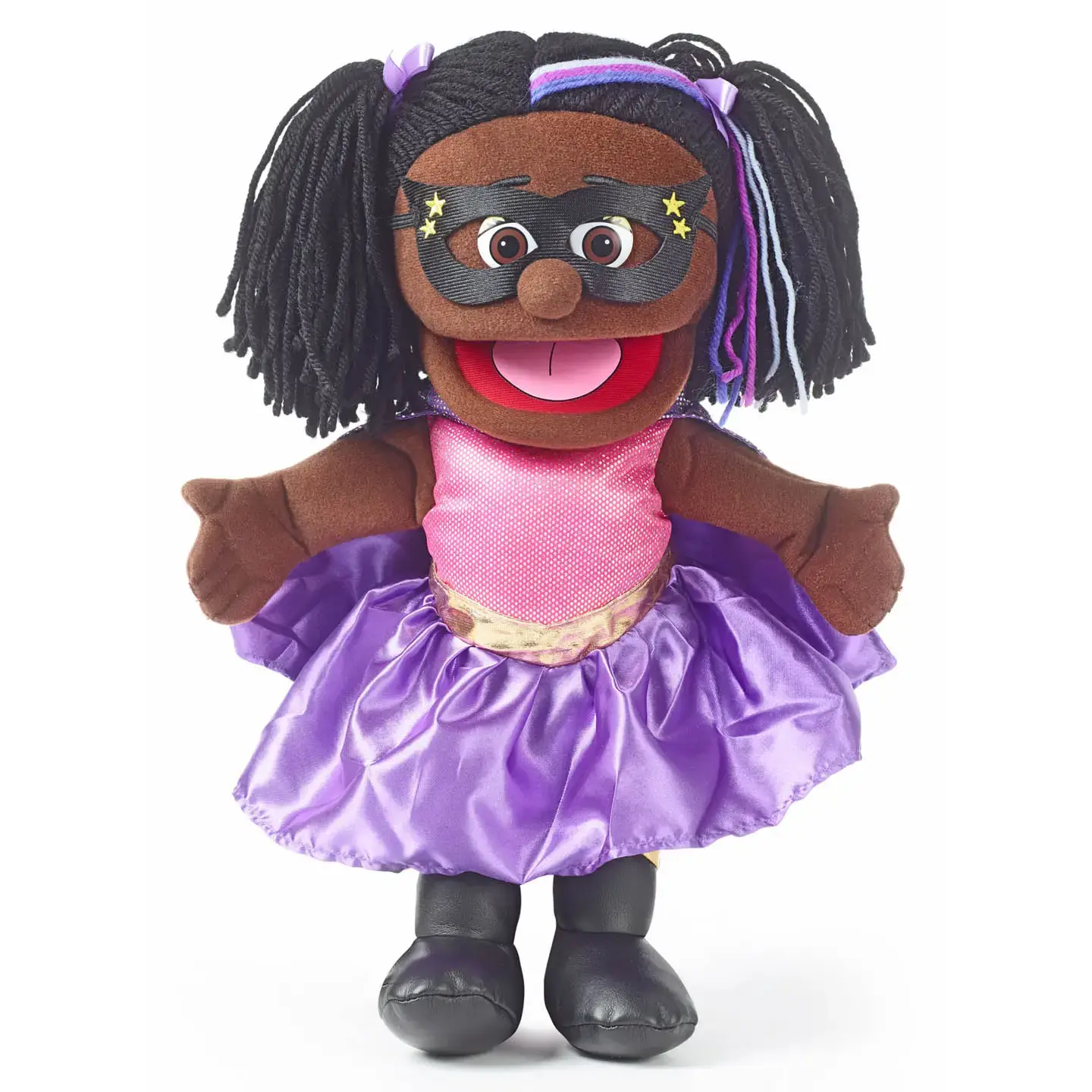 Silly Puppets Superhero Girl (dark brown skin) 14"